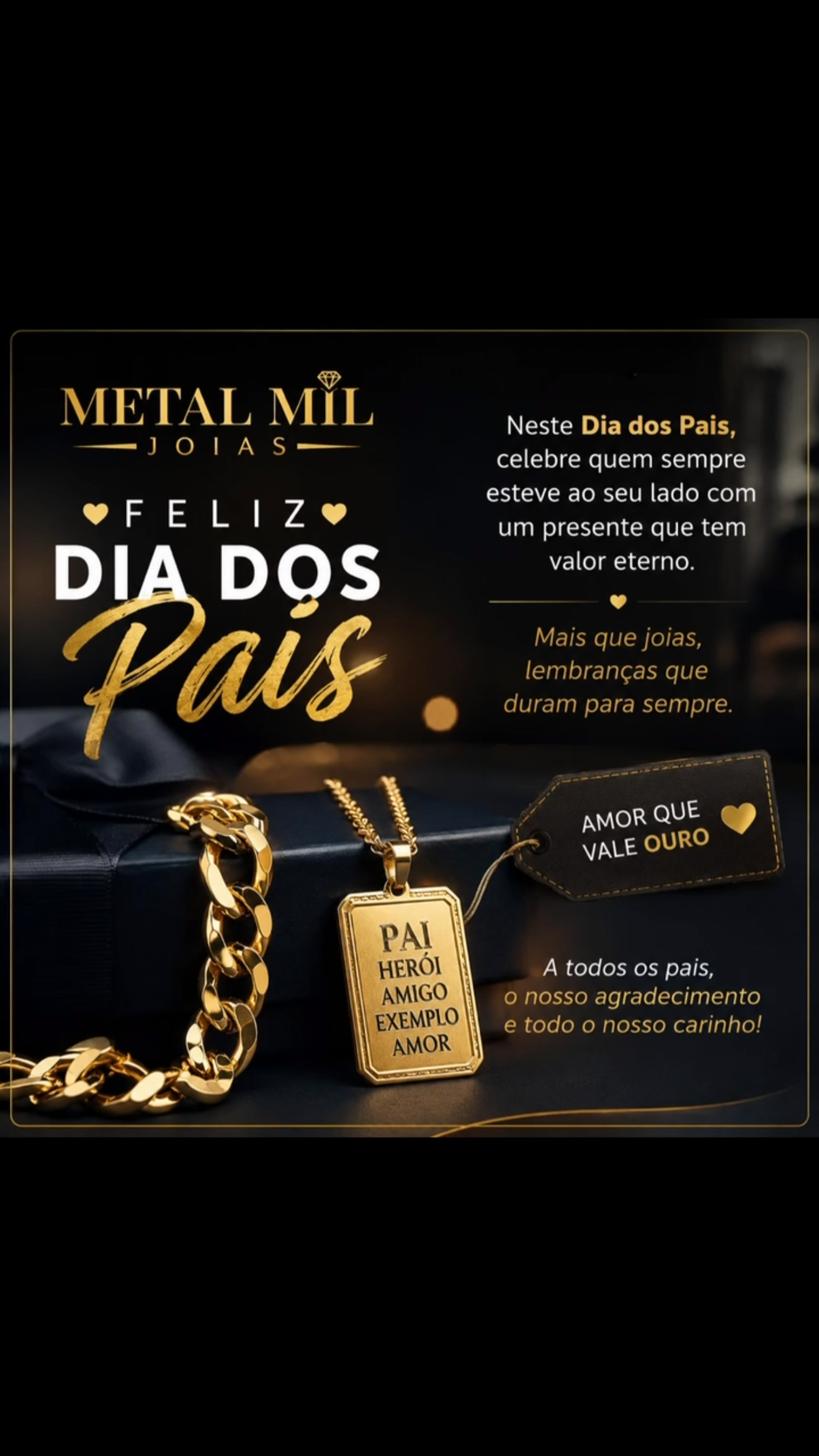 Joias douradas em composição para presente